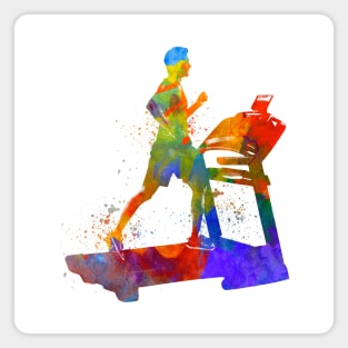 Young man treadmill in watercolor Magnet